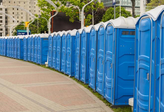 clean and convenient portable restrooms set up at a community gathering, ensuring everyone has access to necessary facilities in Bartonville, IL